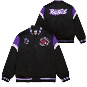 Toronto Raptors Mitchell and Ness Heavyweight Satin Bomber - Large